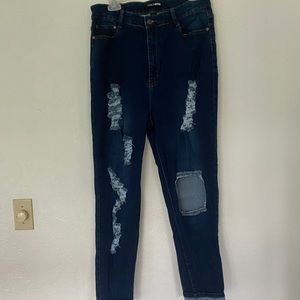 Fashion Nova high waisted, distressed skinny jeans